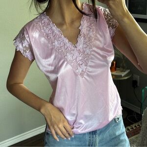 American Vintage Pink Lace Blouse